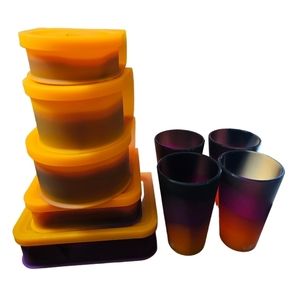 Silipint Bundle: Go Go Bowl Set, Bento Box, and 4 Pint Glasses in Sunstorm, NWOT